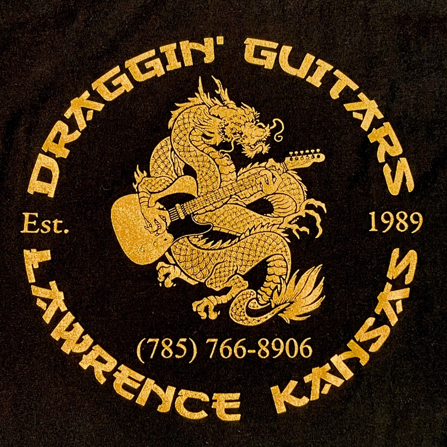 Draggin' Guitars OG Blackguard T-shirt Metallic Gold print