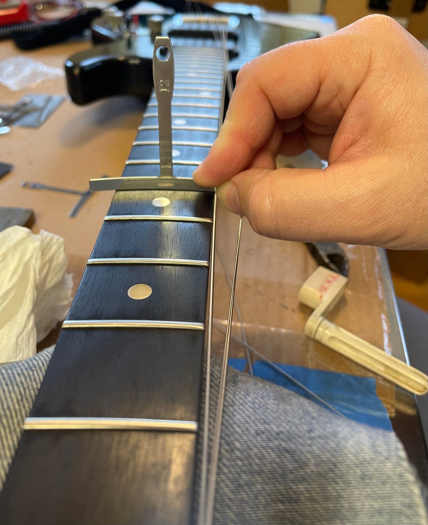 1981 G&L F-100 series I Transparent Ocean Turquoise Custom Color strings through body!