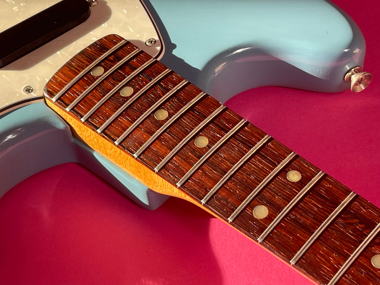 1966 Fender Musicmaster II Daphne Blue near mint condition, early small-ball headstock