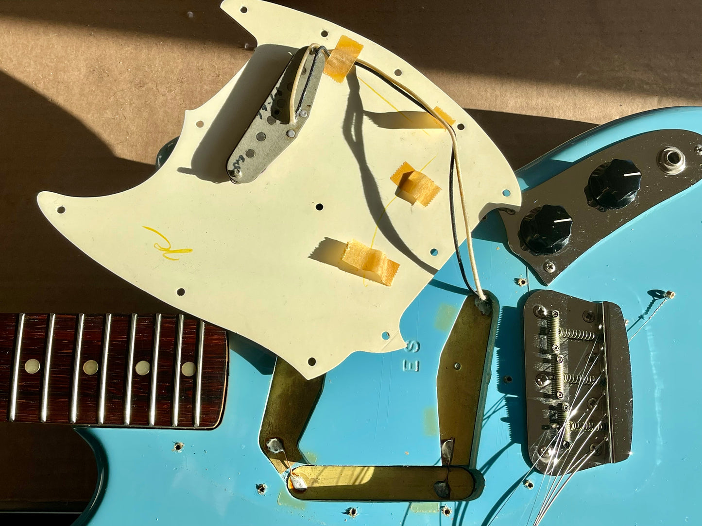 1966 Fender Musicmaster II Daphne Blue near mint condition, early small-ball headstock