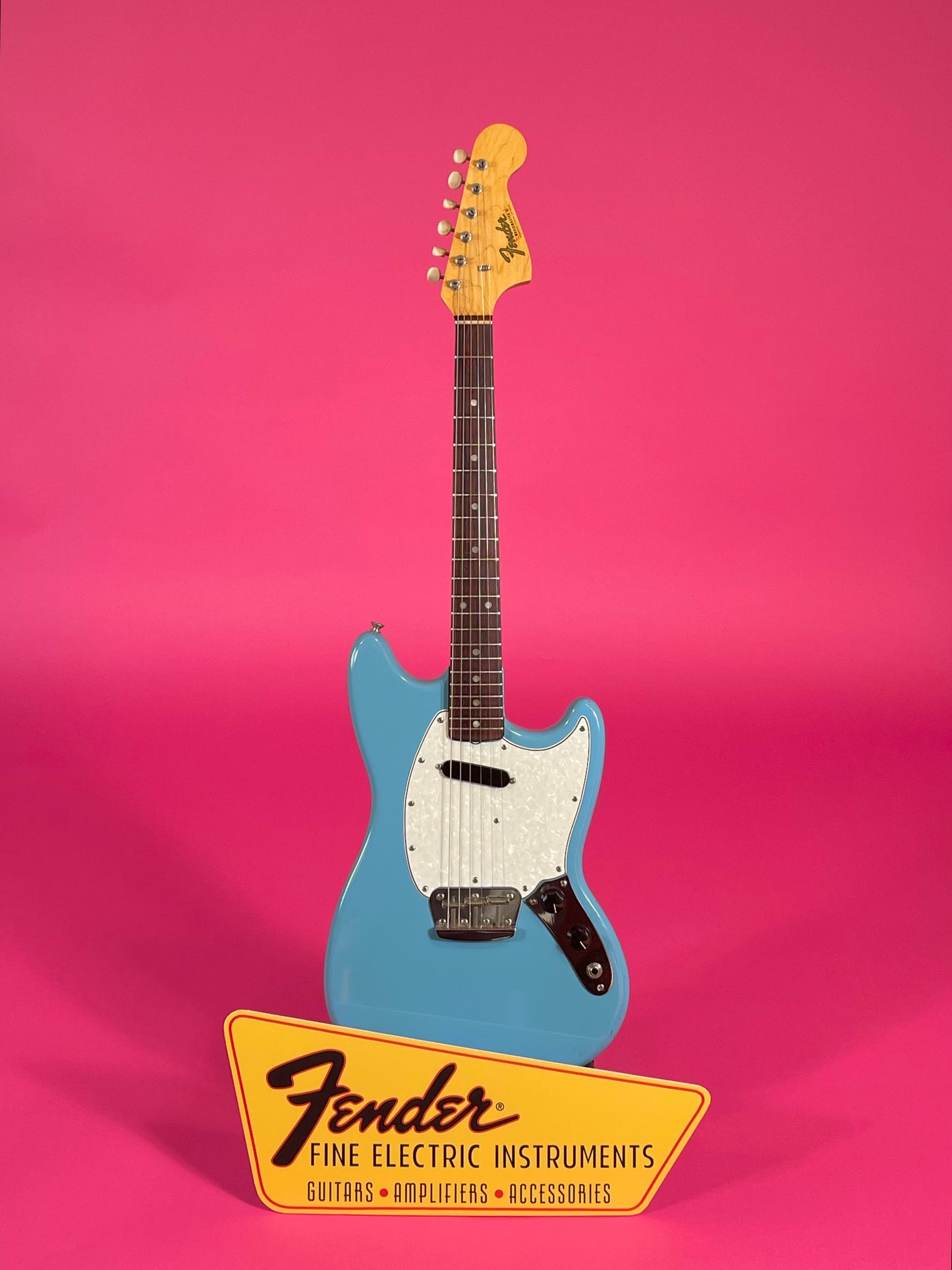 1966 Fender Musicmaster II Daphne Blue near mint condition, early small-ball headstock
