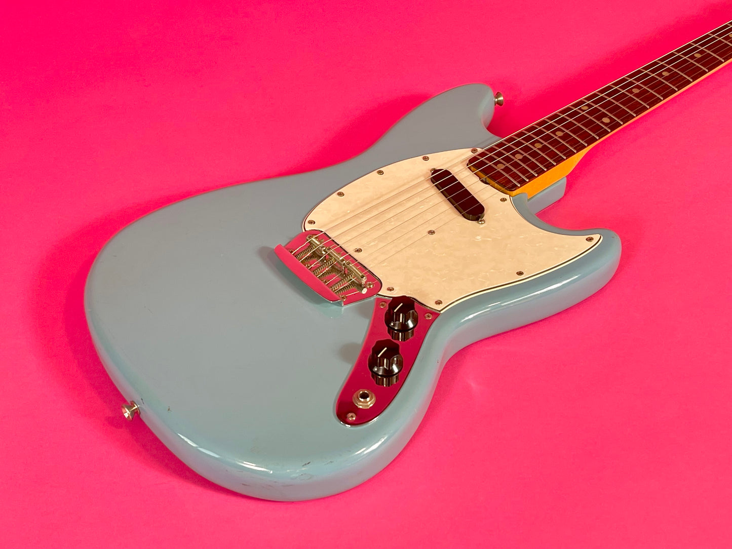 1966 Fender Musicmaster II Daphne Blue near mint condition, early small-ball headstock