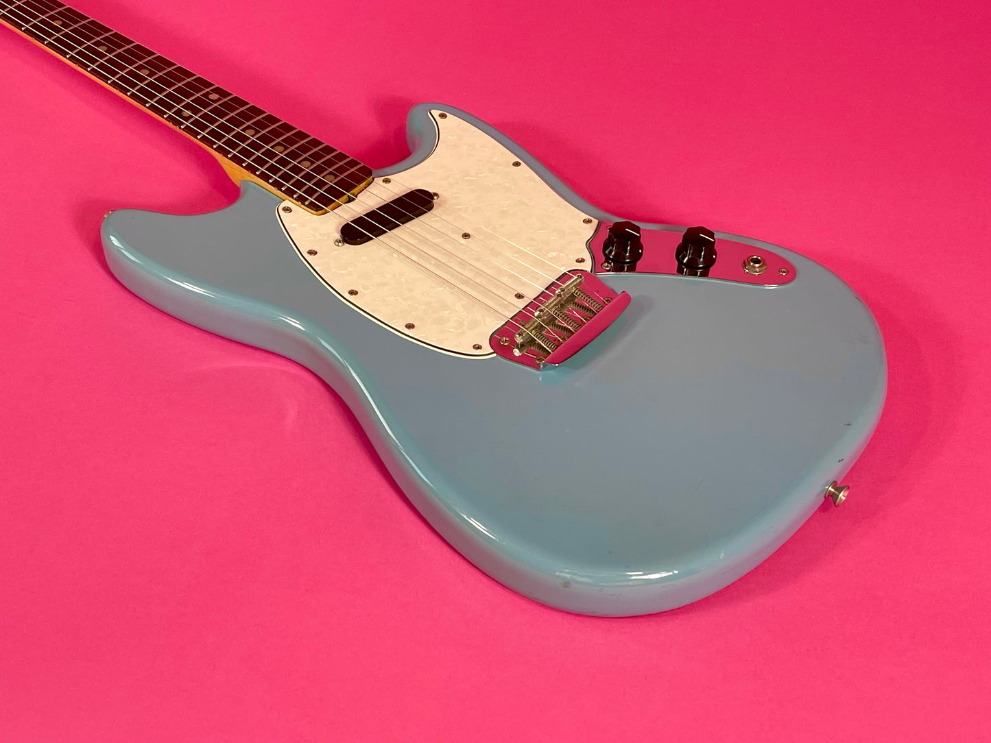 1966 Fender Musicmaster II Daphne Blue near mint condition, early small-ball headstock