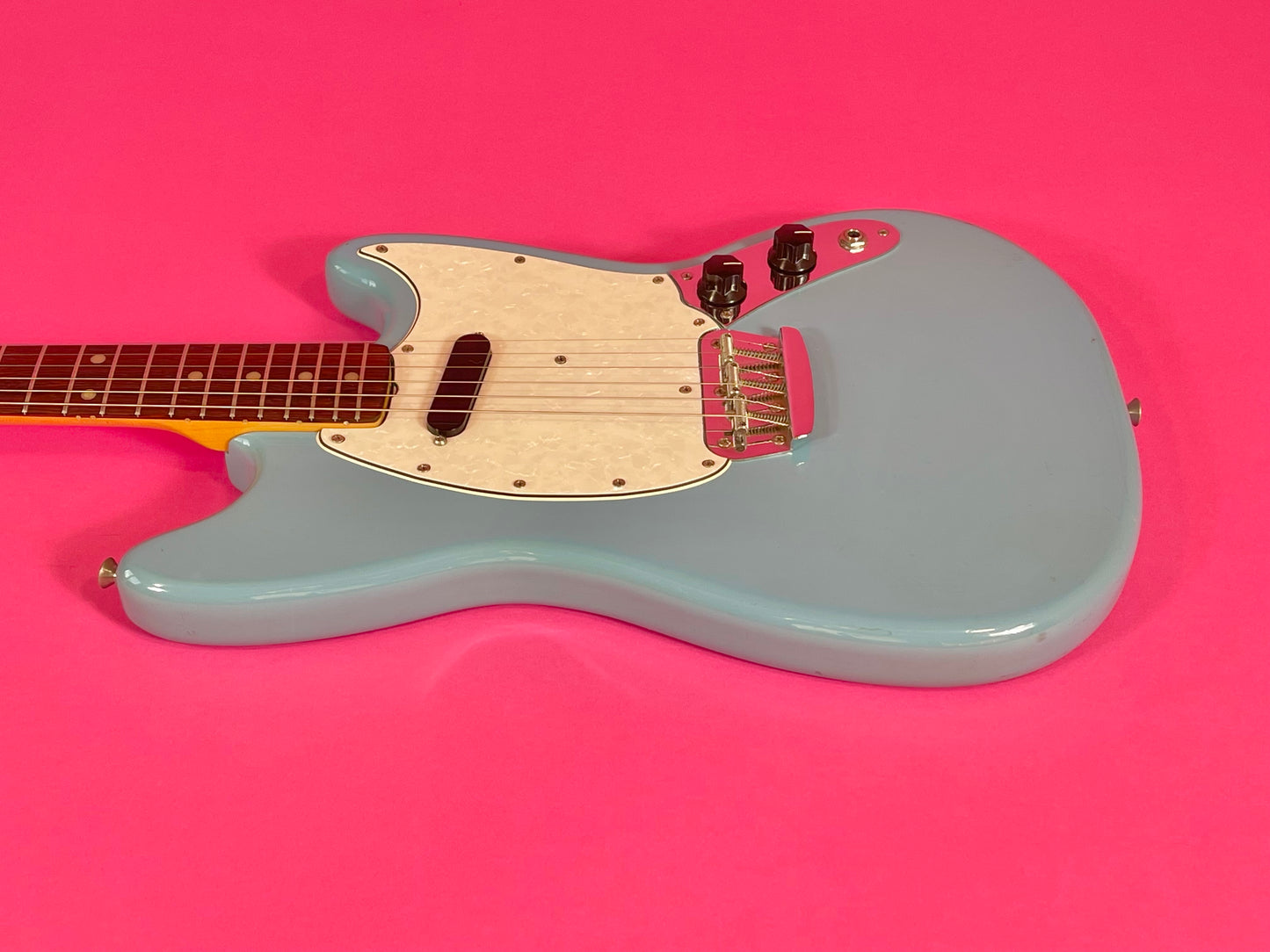 1966 Fender Musicmaster II Daphne Blue near mint condition, early small-ball headstock