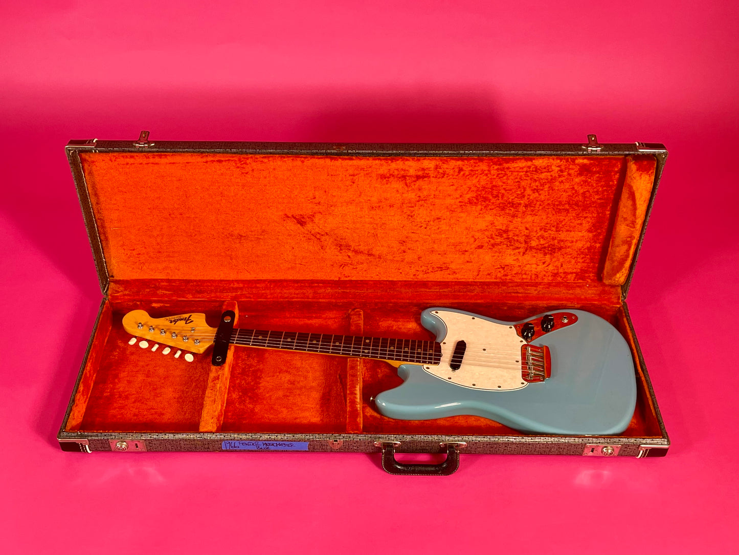 1966 Fender Musicmaster II Daphne Blue near mint condition, early small-ball headstock