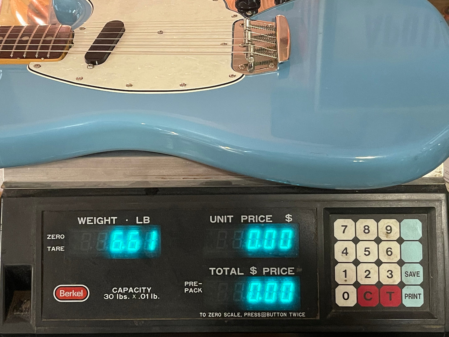 1966 Fender Musicmaster II Daphne Blue near mint condition, early small-ball headstock