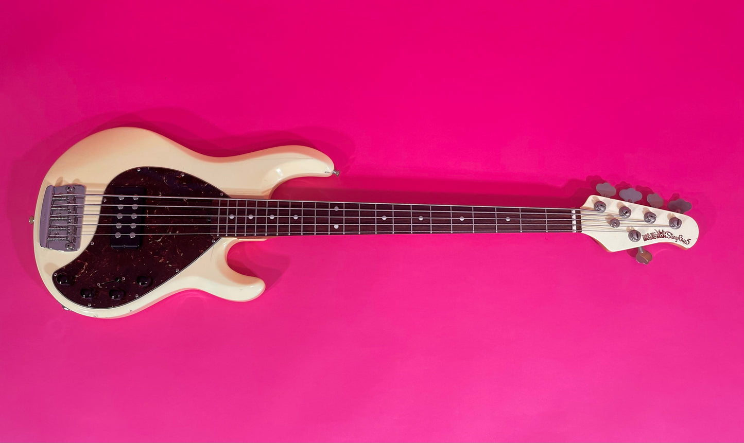 2005 Ernie Ball MusicMan Stingray 5 Limited Edition Vintage Creme Ivory finish