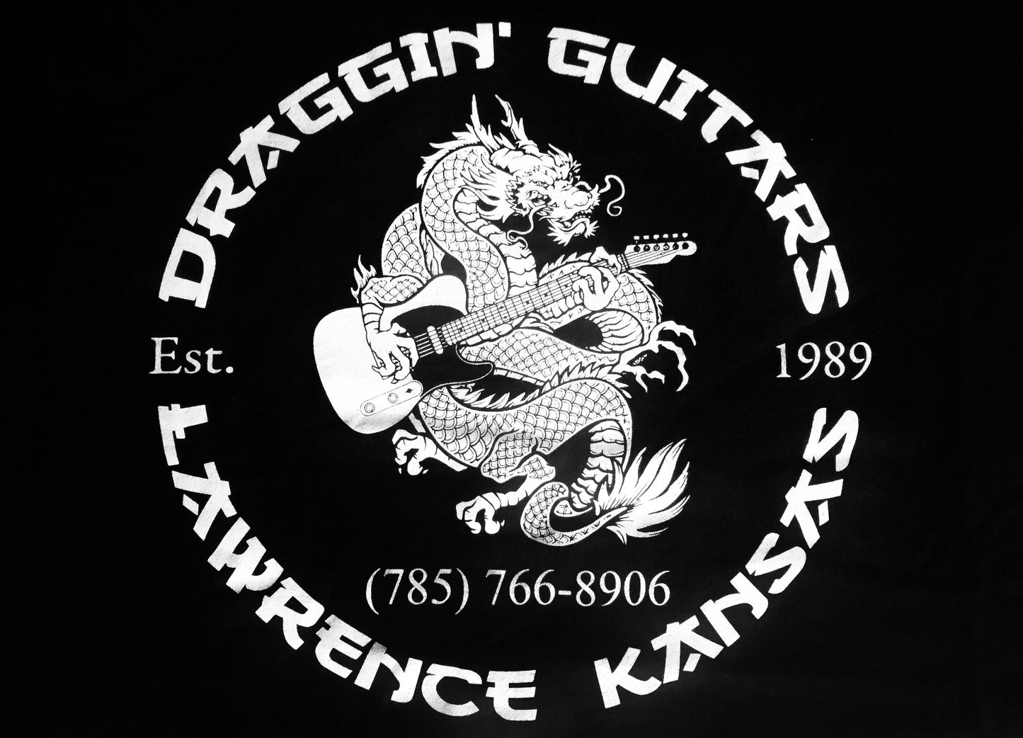 Draggin' Guitars OG Blackguard T-Shirt Black with White ink