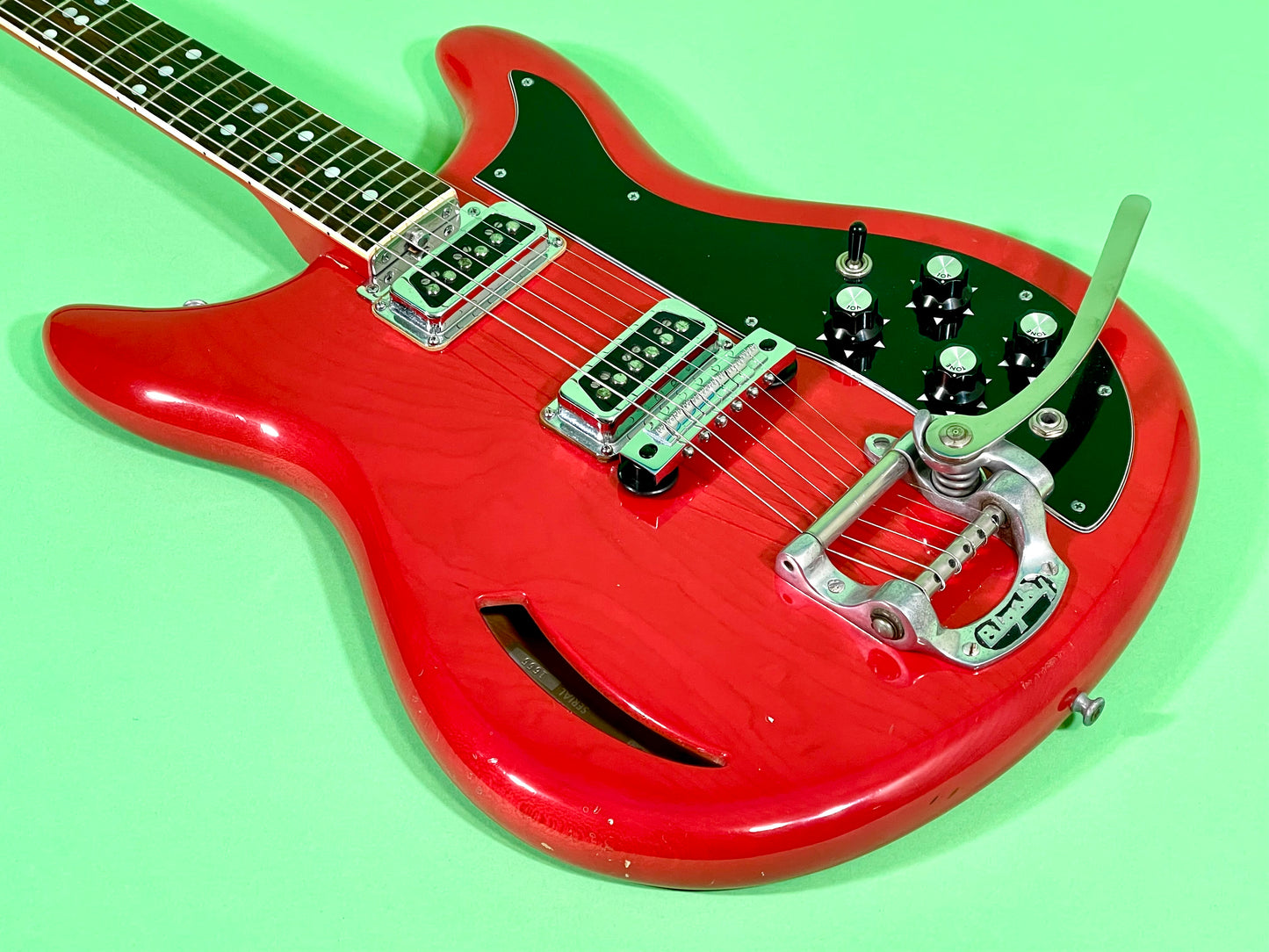 1968 Kustom K-200 Deluxe Model Cherry Red finish & matching headstock! 100% OG Rare