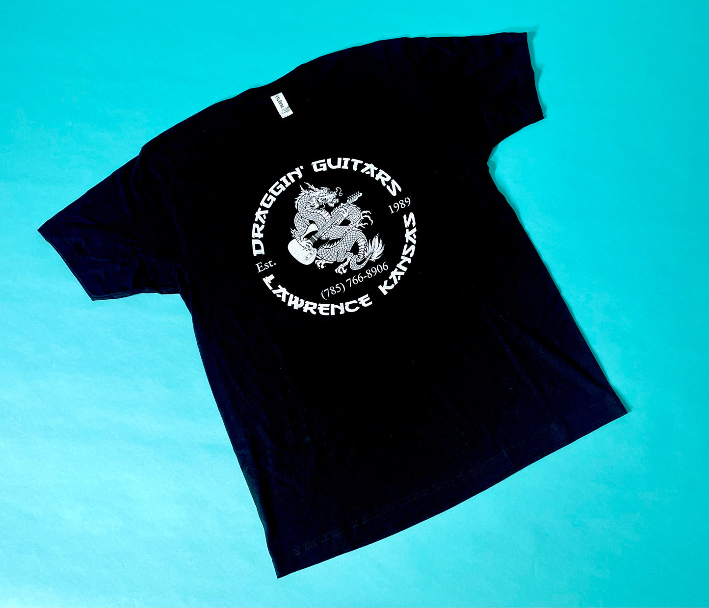 Draggin' Guitars OG Blackguard T-Shirt Black with White ink