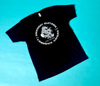 Draggin' Guitars OG Blackguard T-Shirt Black with White ink