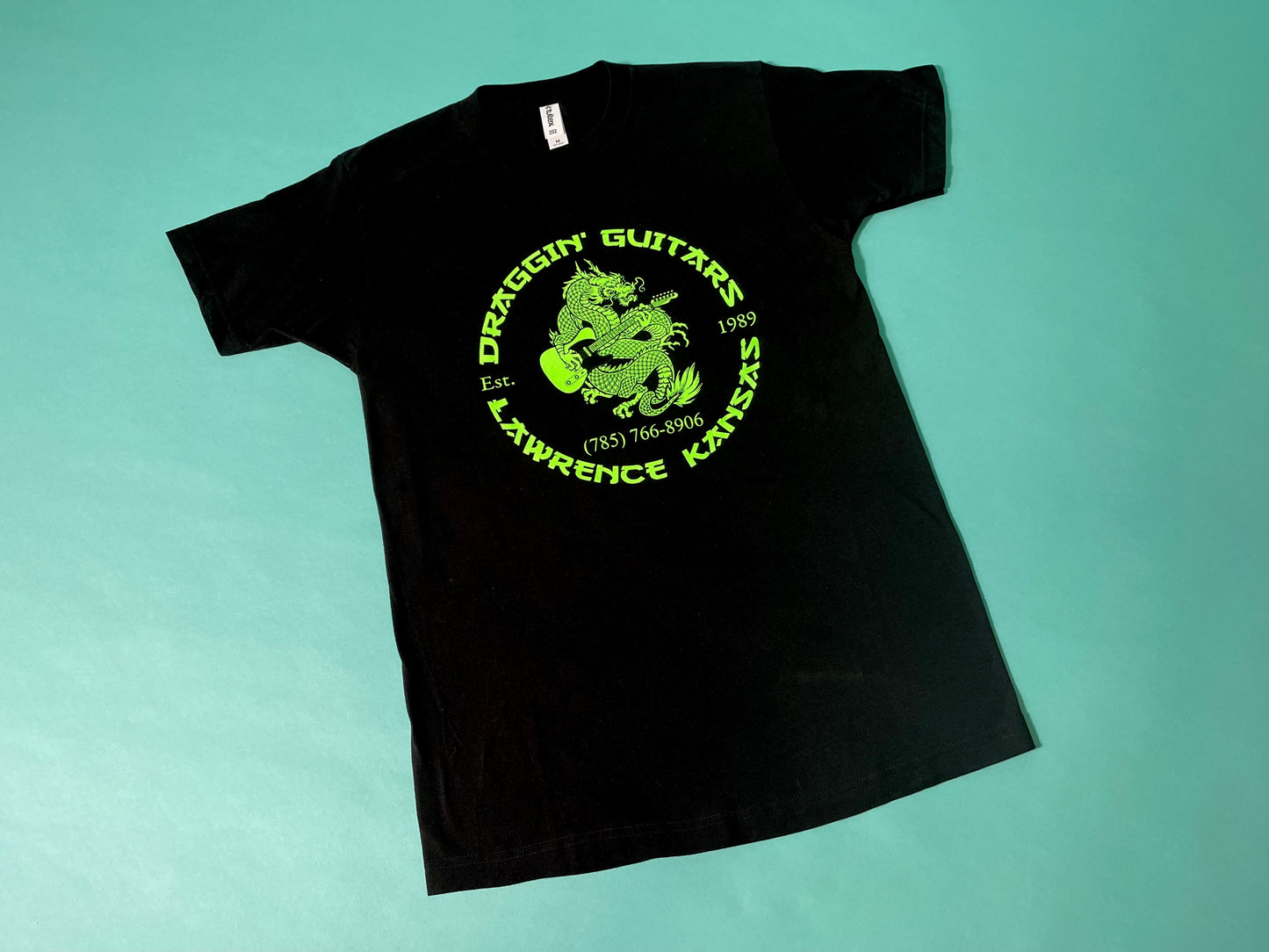 Draggin' Guitars OG Blackguard 2022 Tour T-shirt Black with Sublime Green ink
