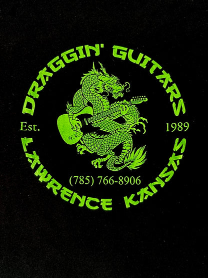 Draggin' Guitars OG Blackguard 2022 Tour T-shirt Black with Sublime Green ink