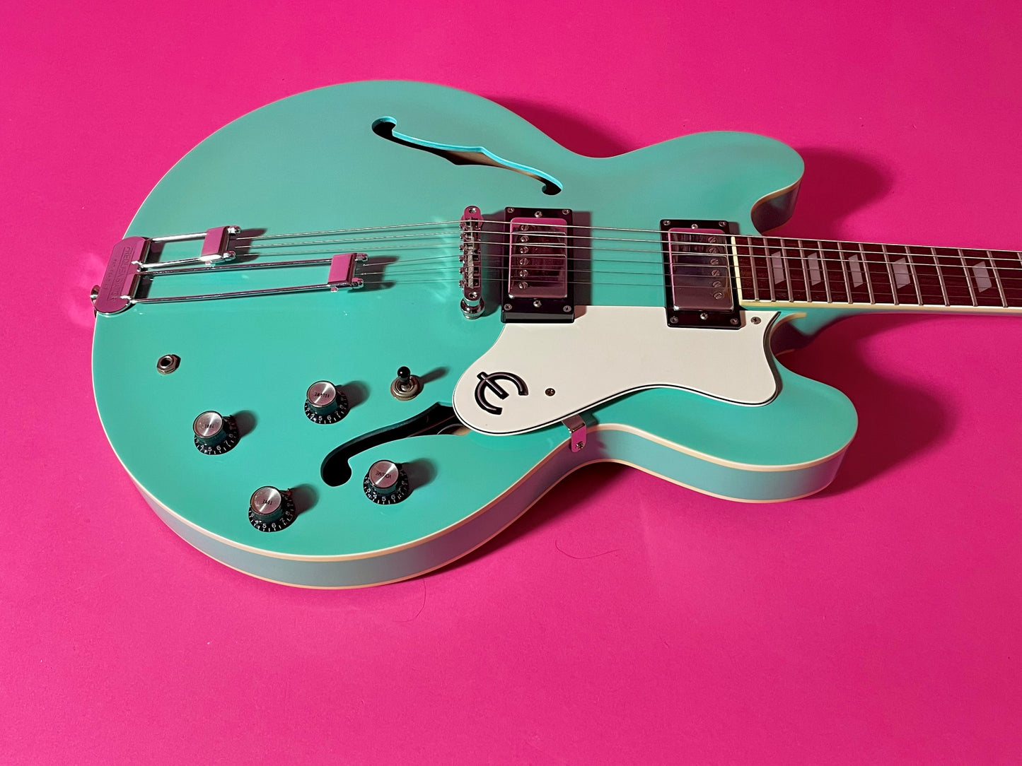 1998 Epiphone Riviera Rare Turquoise with Frequensator Split-tailpiece