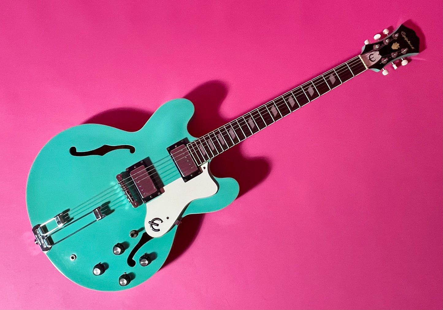 1998 Epiphone Riviera Rare Turquoise with Frequensator Split-tailpiece