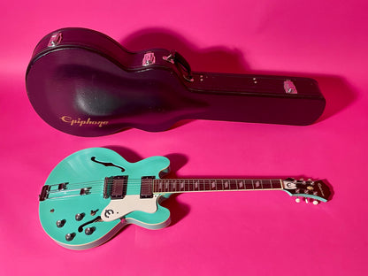 1998 Epiphone Riviera Rare Turquoise with Frequensator Split-tailpiece