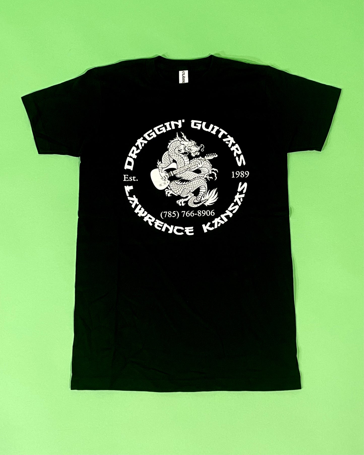 Draggin' Guitars OG Blackguard T-Shirt Black with White ink