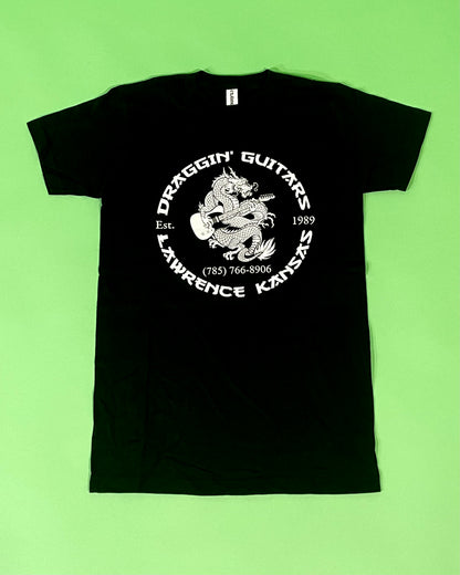 Draggin' Guitars OG Blackguard T-Shirt Black with White ink