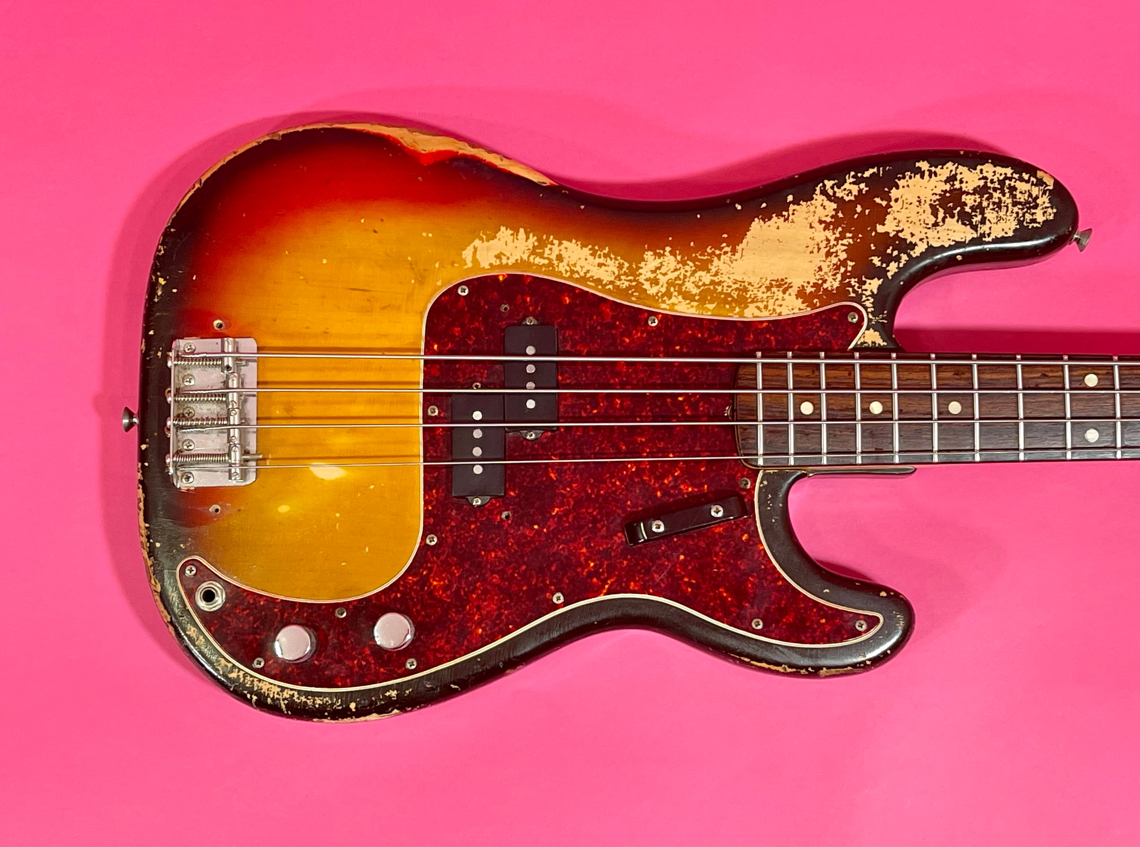 1972 Fender Precision Bass Sunburst Rosewood – Draggin' Guitars