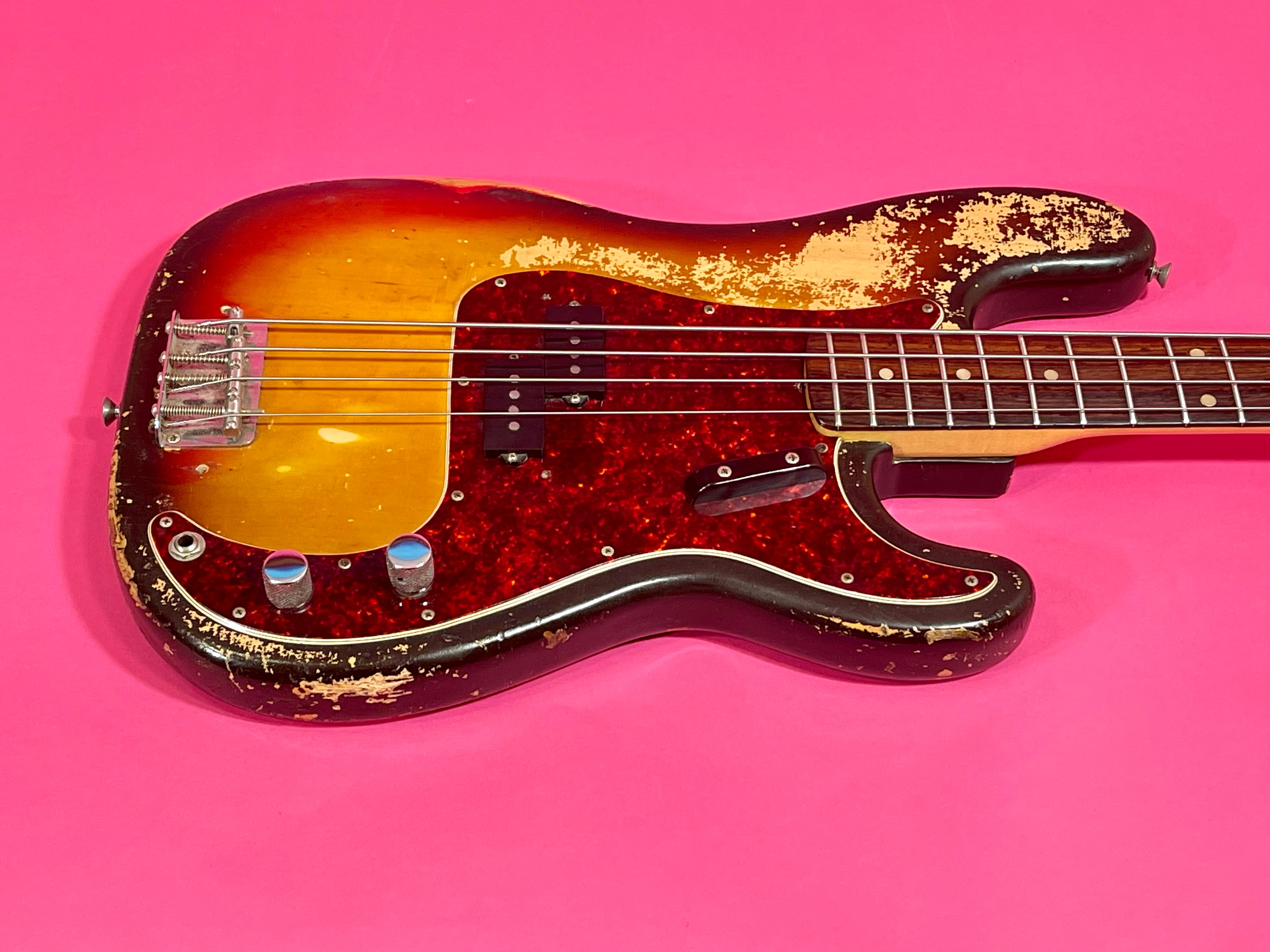 1972 Fender Precision Bass Sunburst Rosewood – Draggin' Guitars