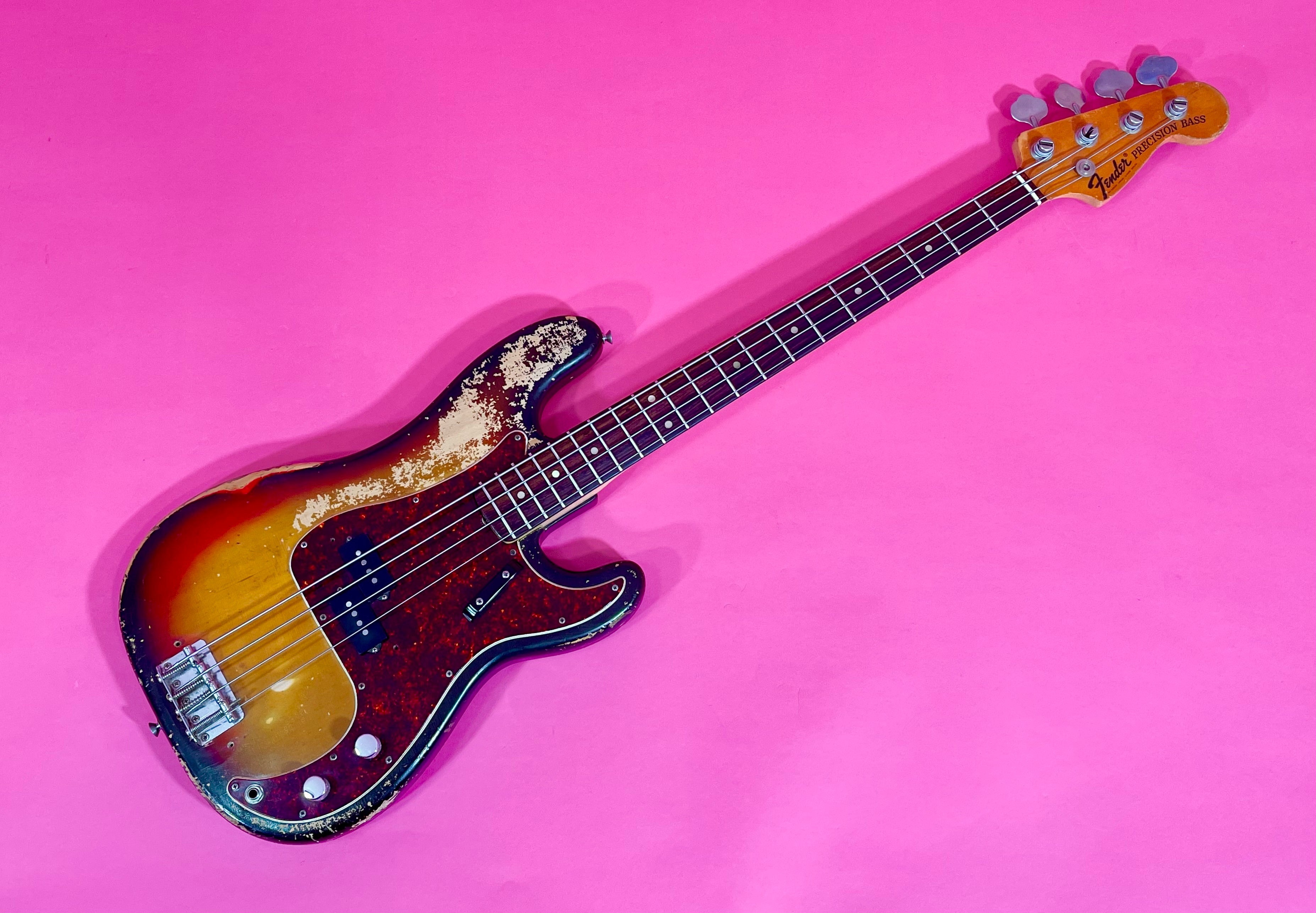 1972 Fender Precision Bass Sunburst Rosewood – Draggin' Guitars
